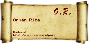 Orbán Riza névjegykártya